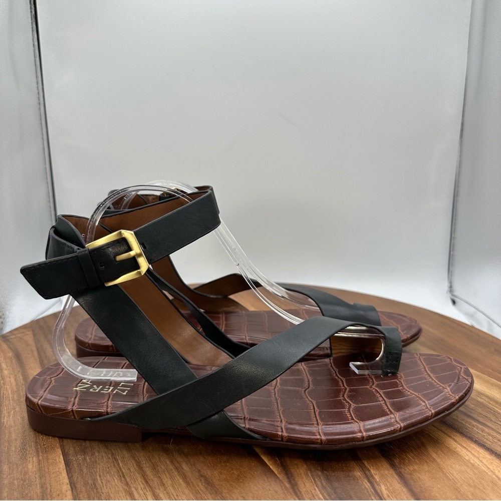 Naturalizer Sally Ankle Strap Toe Loop Sandals Black Women's Size 11M